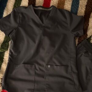 Gray Scrub Top and Pants Set Fabletics. Small top, XS short jogger pants
